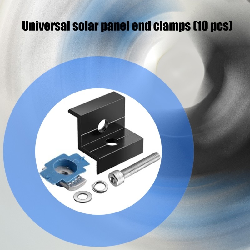 10Pcs Aluminum Alloy Adjustable Solar End Clamp Solar Panel Mounting Bracket