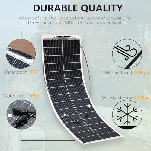 Flexible Solar Panel 100W 12V Monocrystalline Solar Cell Fiberglass White