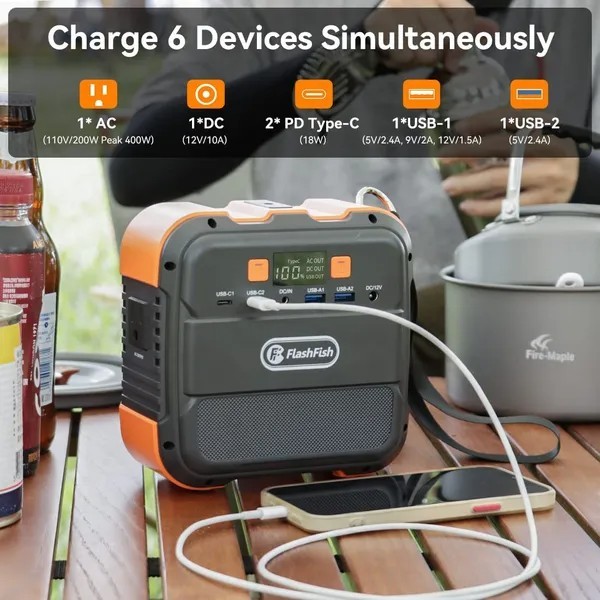 120W Portable Power Station 98Wh Solar Generator Backup Battery AC DC USB Type-C