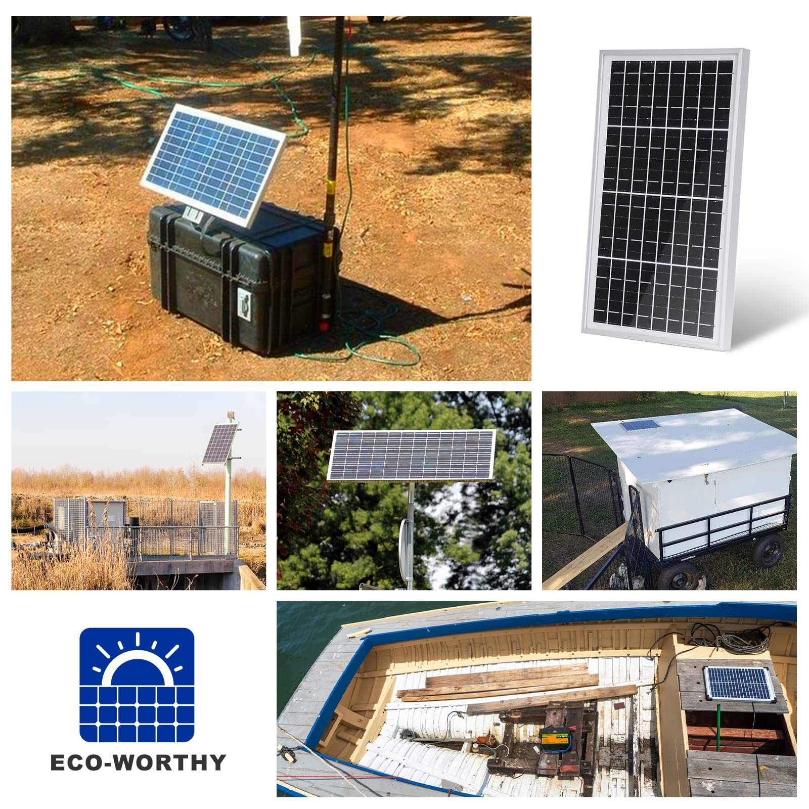 ECO-WORTHY 12V Solar Panel 10W Solar Panel Battery Charger Portable for Vehic…
