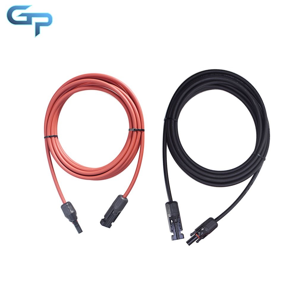 15 FT Black+Red 12AWG 1 Pair Solar Panel Extension Cable Wire Connector