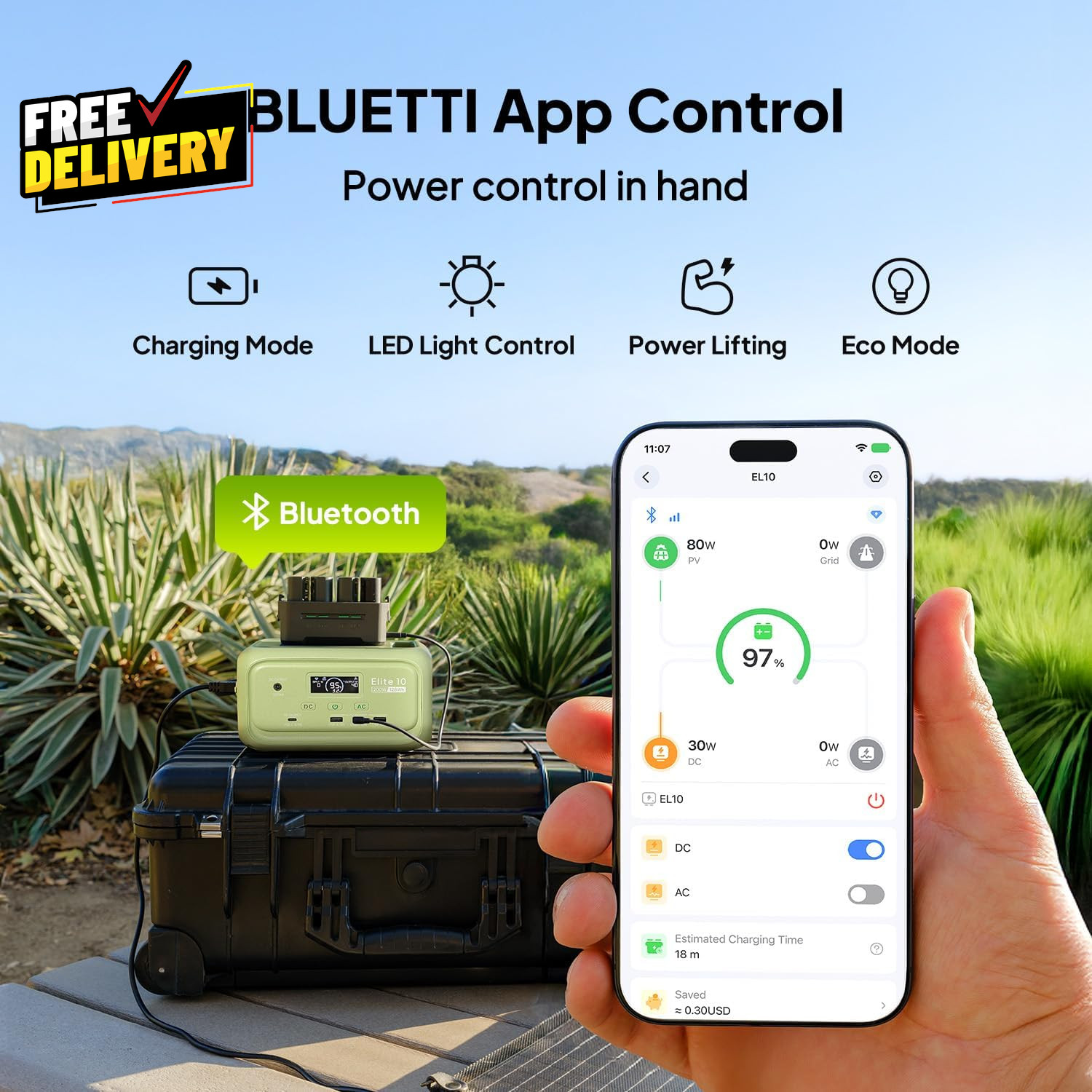 Elite 10 Mini Portable Power Station 128Wh LiFePO4 200W AC Solar Generator