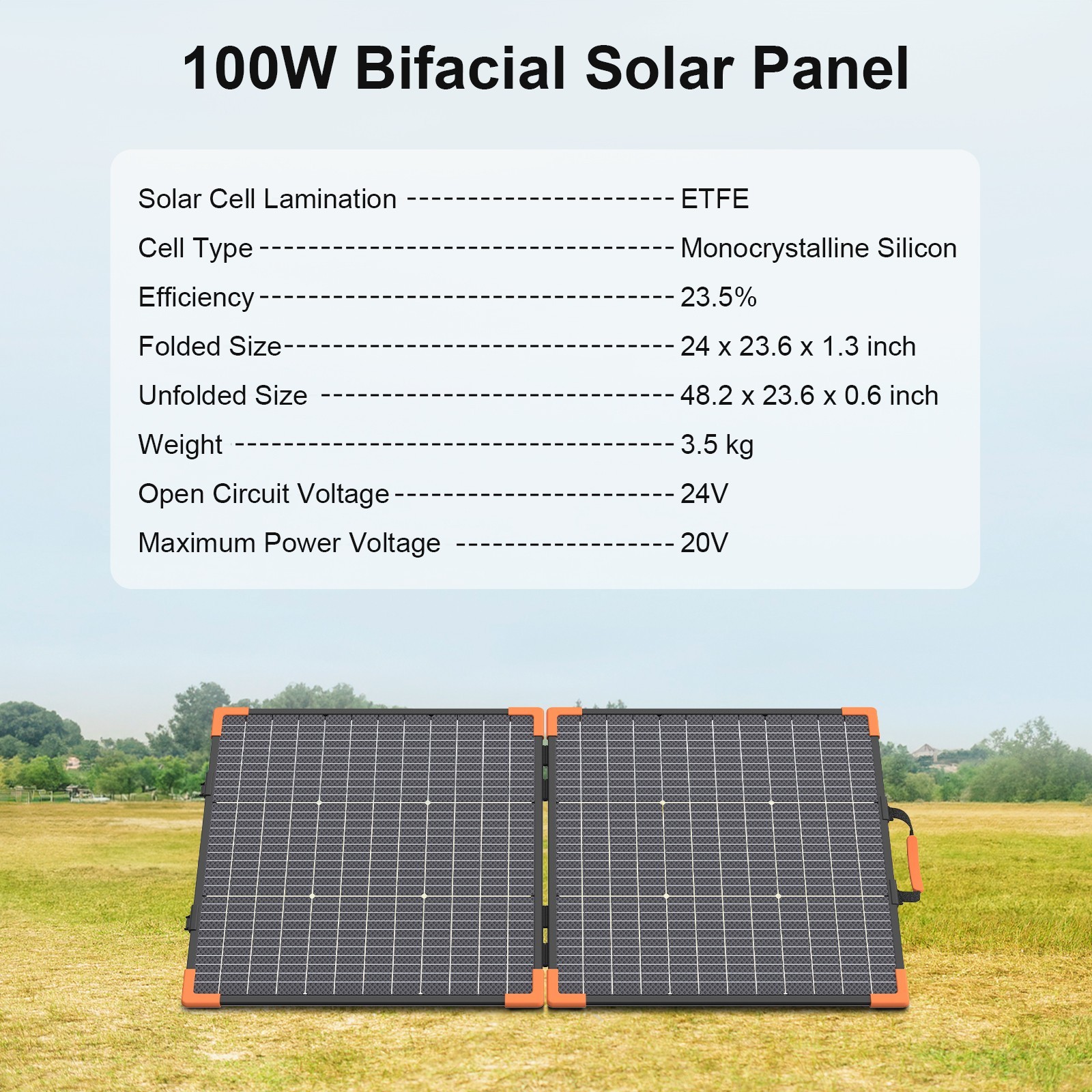 MHPOWOS 100W 200W Bifacial Portable Solar Panel for Jackery Ecoflow Anker
