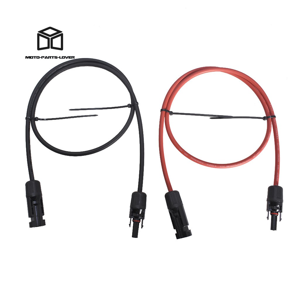 1 Pair 10 AWG Solar Panel Extension Cable Wire Connector 3 Feet Black + Red