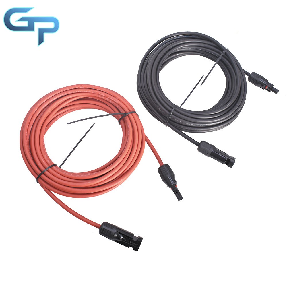 New 1 Pair 4mm²/12AWG 20ft Solar Panel Extension Cable Wire Connector Black+Red