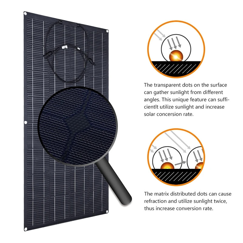 300W 12V Flexible Solar Panel Monocrystalline RV Boat Marine Off Grid Charger