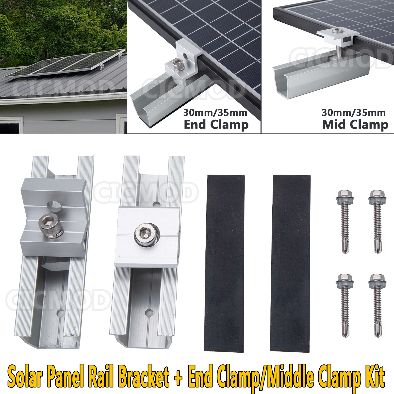 For 1-4pcs Solar Panel Mounting Brackets Rails Roof Mount Universal Kit System