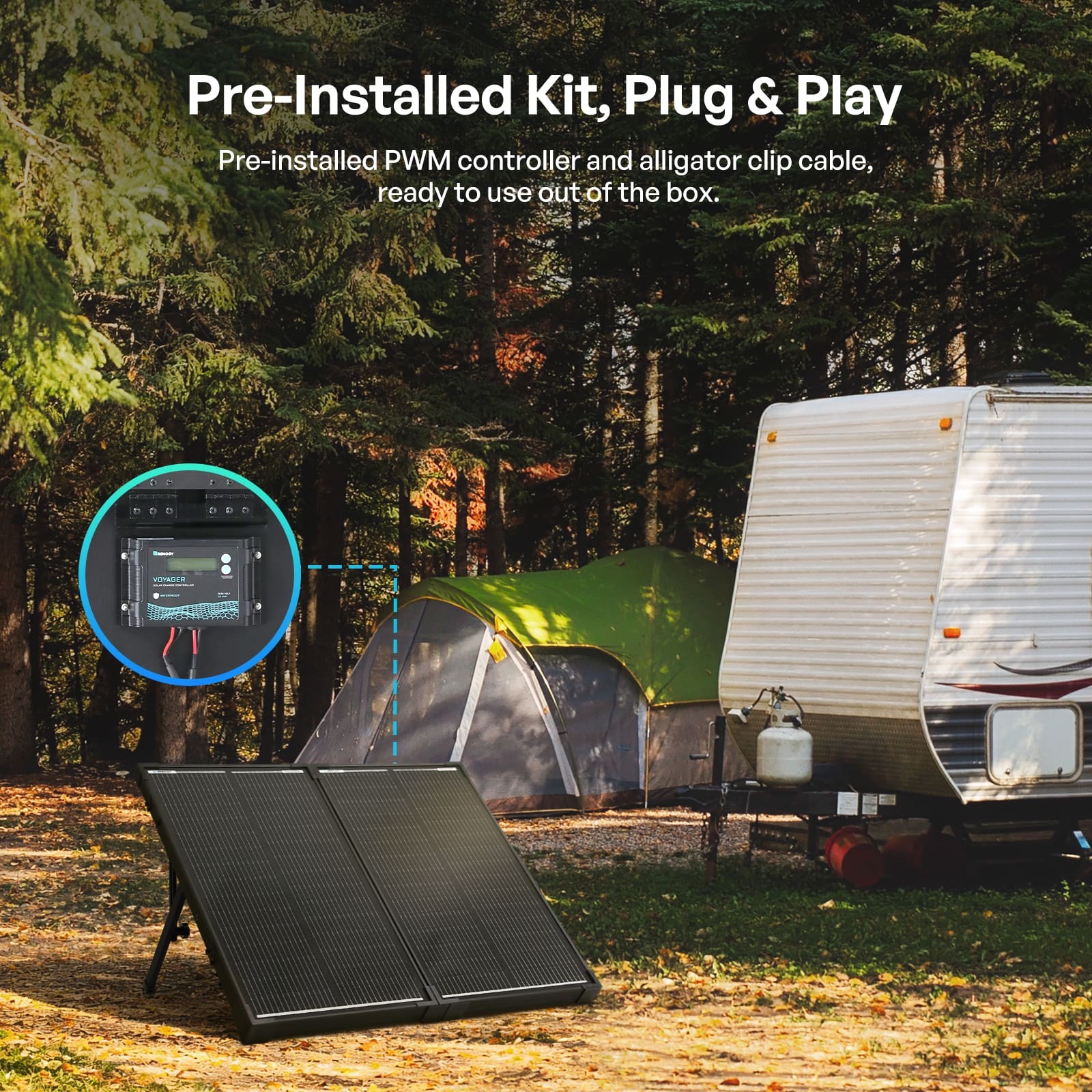 Renogy 100W Portable Solar Panel 25% High Efficiency Kit w/20A Charger Controlle