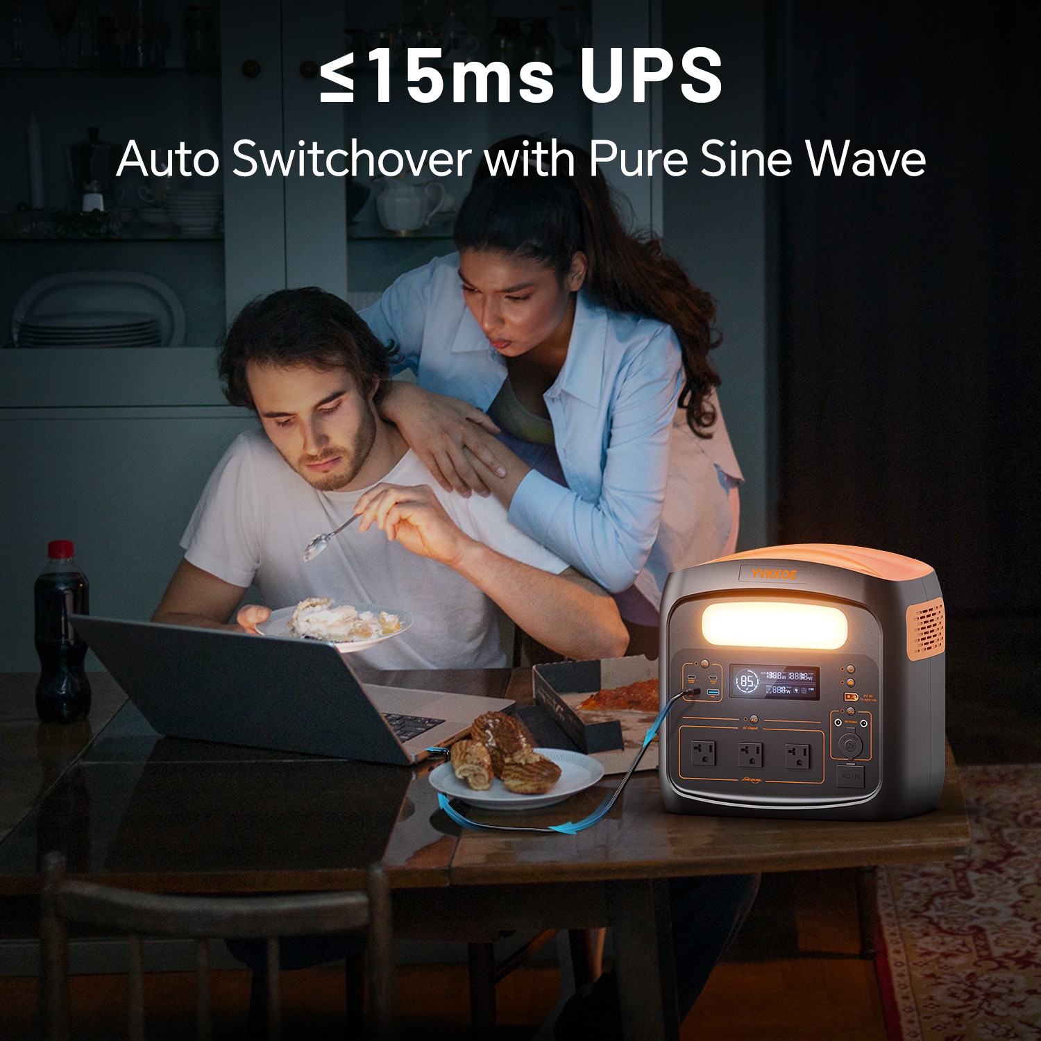 YVKKOE 1800W 1024Wh Solar Portable Power Station LFP for Outdoors