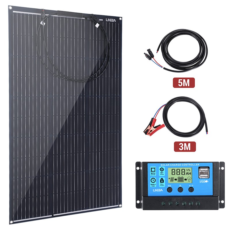 LINEBA 100W Watt 12V Mono Solar Panel Kit + 30A Controller for Sunshed RV Home