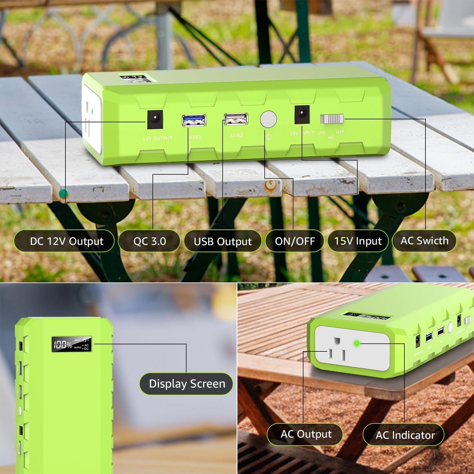 Portable Power Station with AC Outlet, 65W/110V External Battery Pack 24000mA…