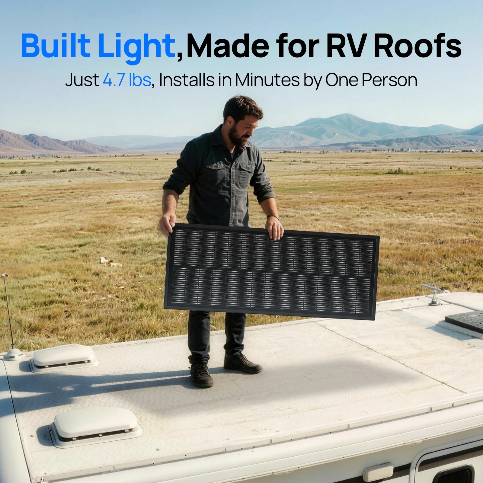ECO-WORTHY 2Pack 100W Ultra-Slim Solar Panel Extremely Lightweight Compact