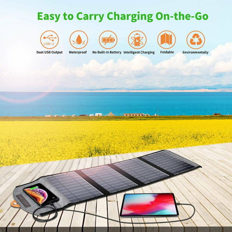 Premium 22W IPX4 Waterproof HIGH EFFICIENCY Folding Solar Panel Camping Charger