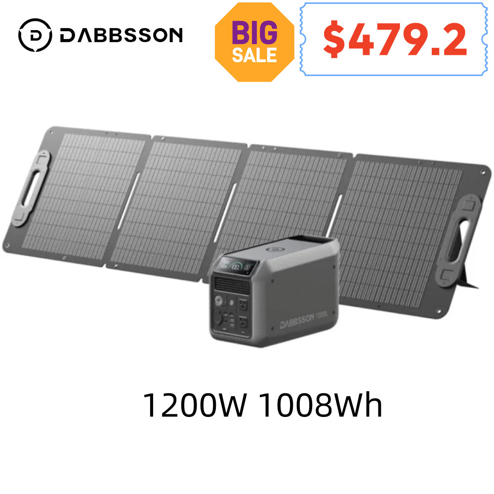 1200W 1008Wh Portable Power Station Solar Generator w/ 120W Solar Panel Dabbsson