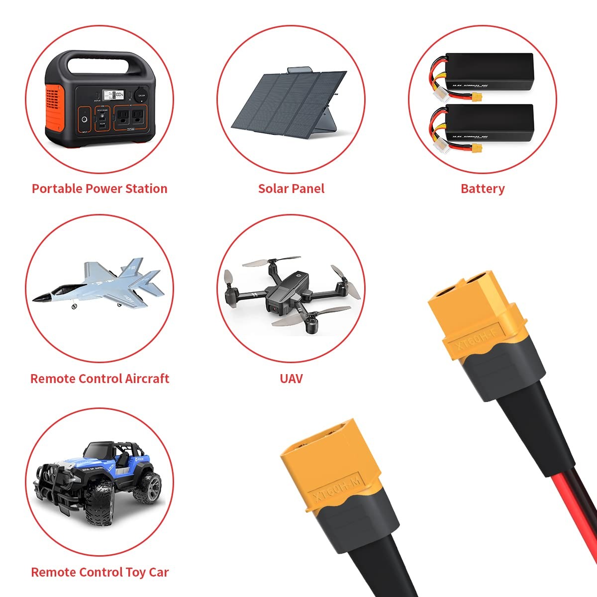 ELFCULB 10AWG 2FT XT60 Extension Cable 2 6 10 20 35 50 75 100FT XT60 Female t…