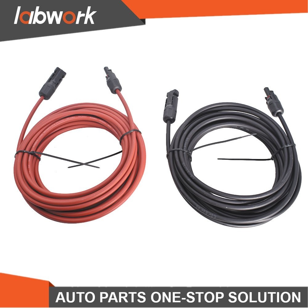 Labwork 1 Pair 20ft 12AWG Black+Red Solar Panel Extension Cable Wire Connector