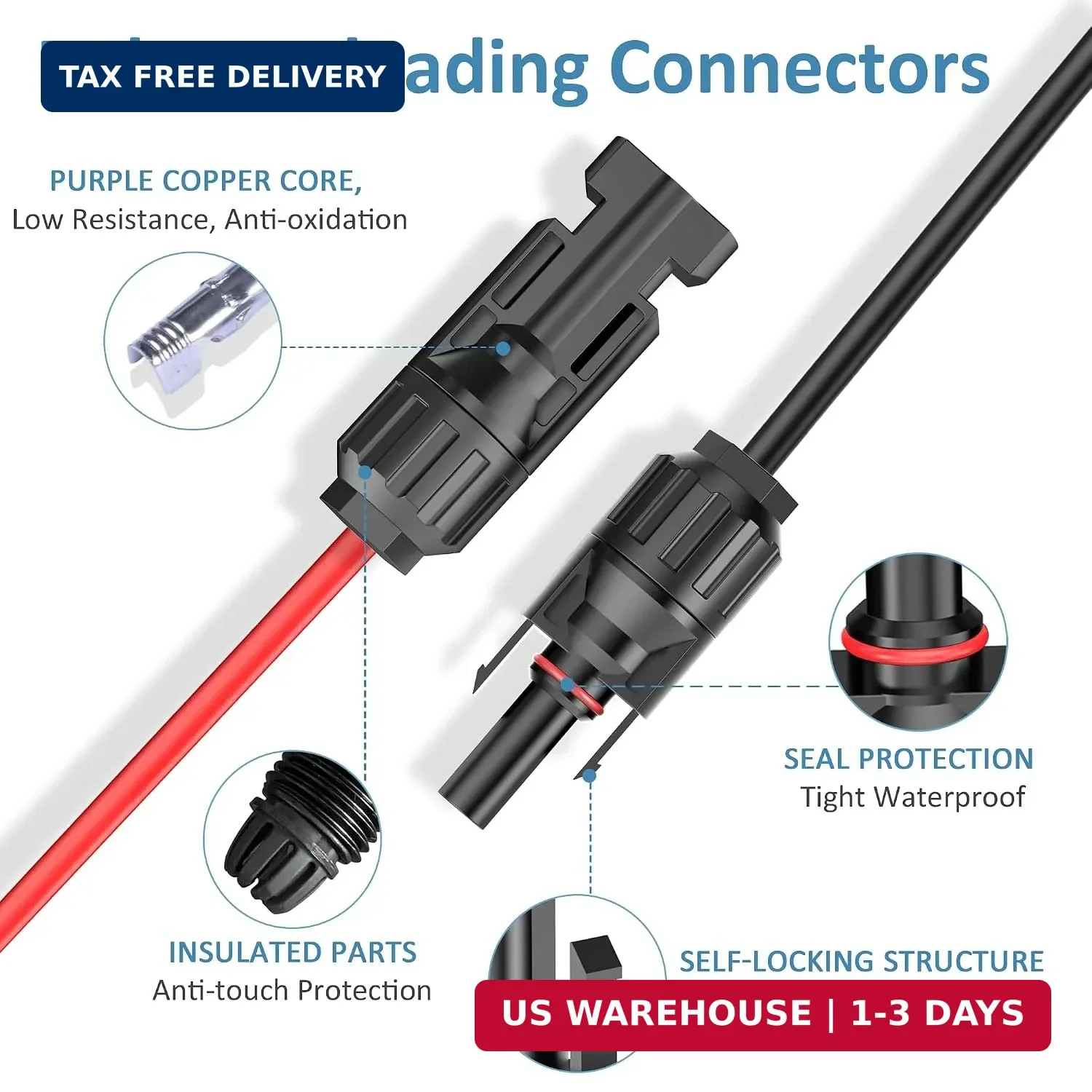 PixelMan Solar Panel Plug to XT60 Charge Cable, 10AWG Connector with Upgraded Ad