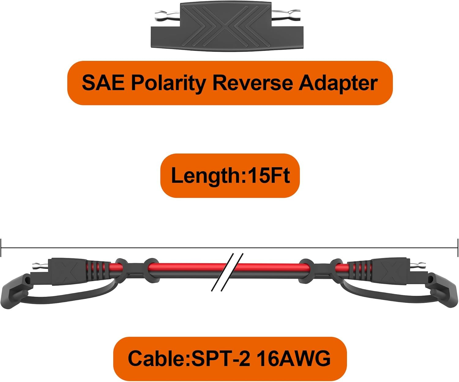 15Ft SAE Connector, Solar Panel Extension Cable, Quick Disconnect Wire for Au…