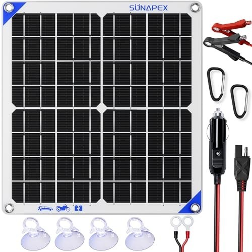 Solar Battery Charger Maintainer, 20W 12V Portable Waterproof Solar Panel Trickl