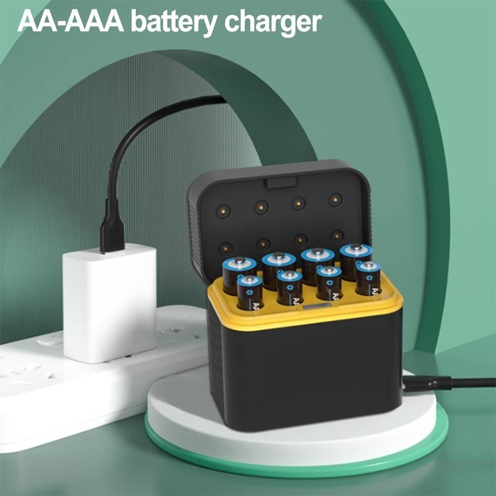 Eight Slot Lithium Battery Charger with LED Indicator and Modern Type C Port