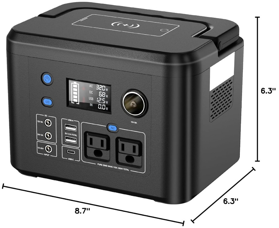 Estación de Energía Portátil 350W 260Wh con 2 AC Onda Pura para Camping, Nuevo