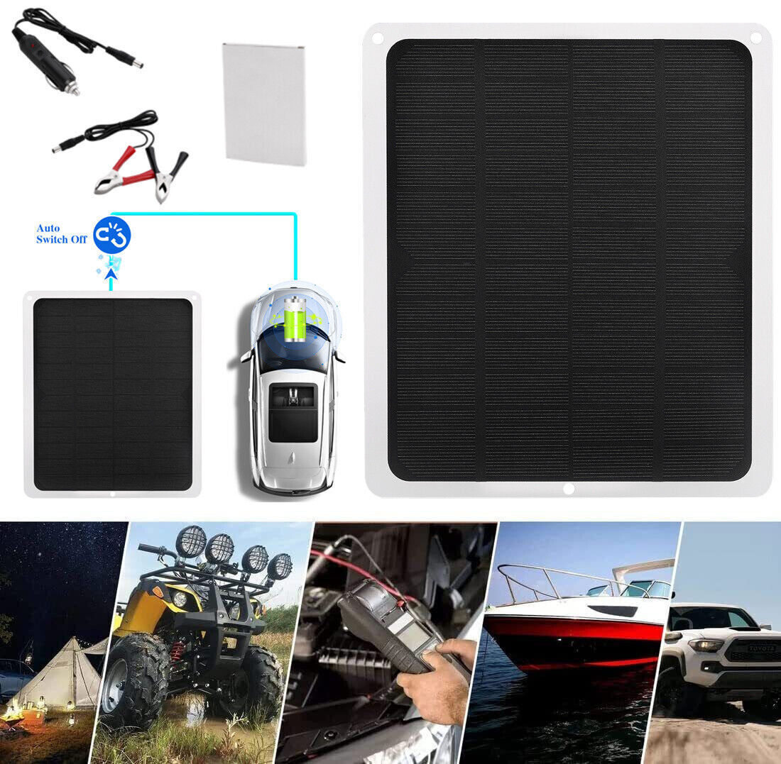 20W Solar Panel 12V Trickle Charger Battery Charger Kit Maintainer Boat Car RV