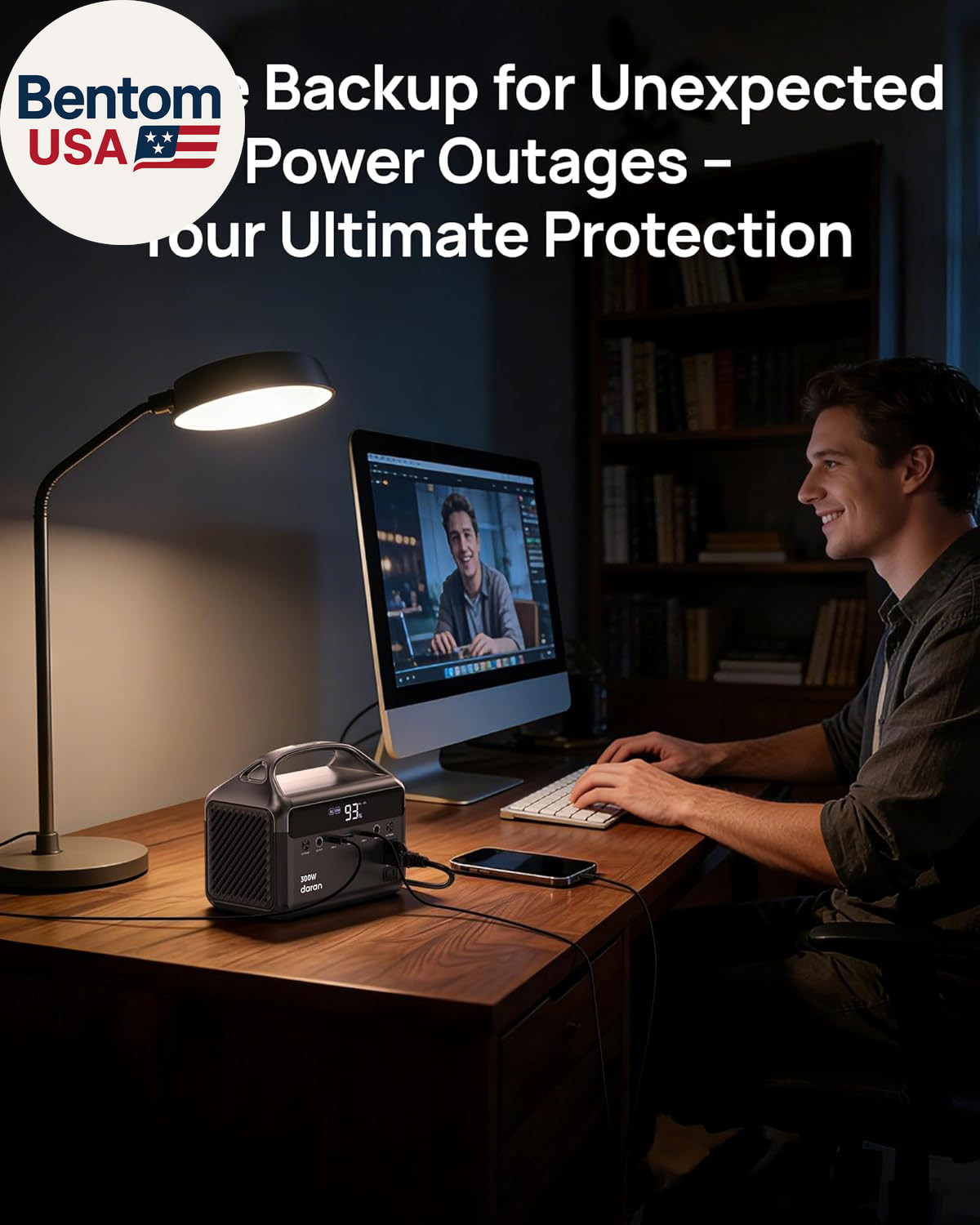 Portable Power Station, 300W (Surge 600W) 192Wh(60,000Mah) Power Bank with 110V