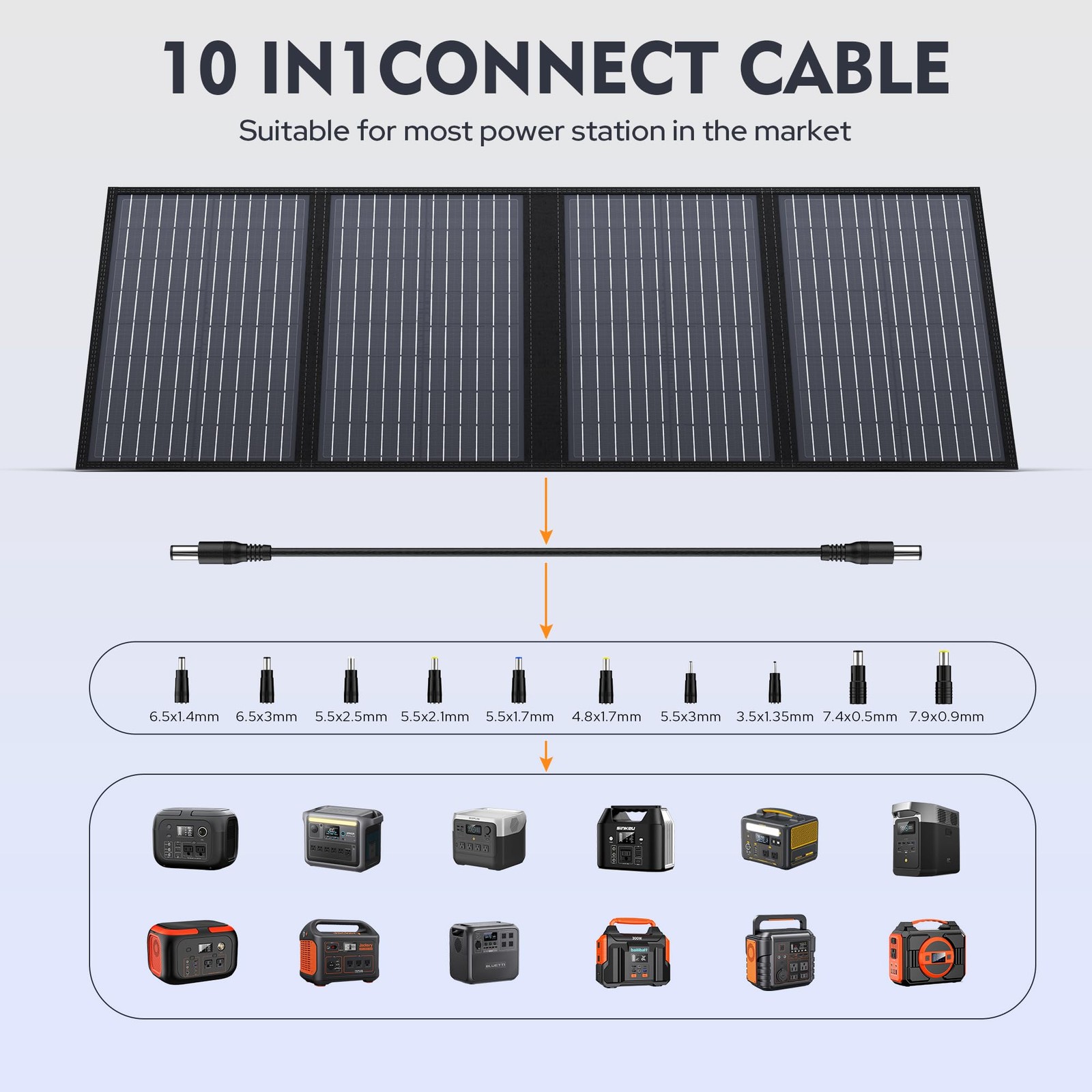 60W Foldable Solar Panel Charger with 18V DC Outlet for Portable Power Statio…