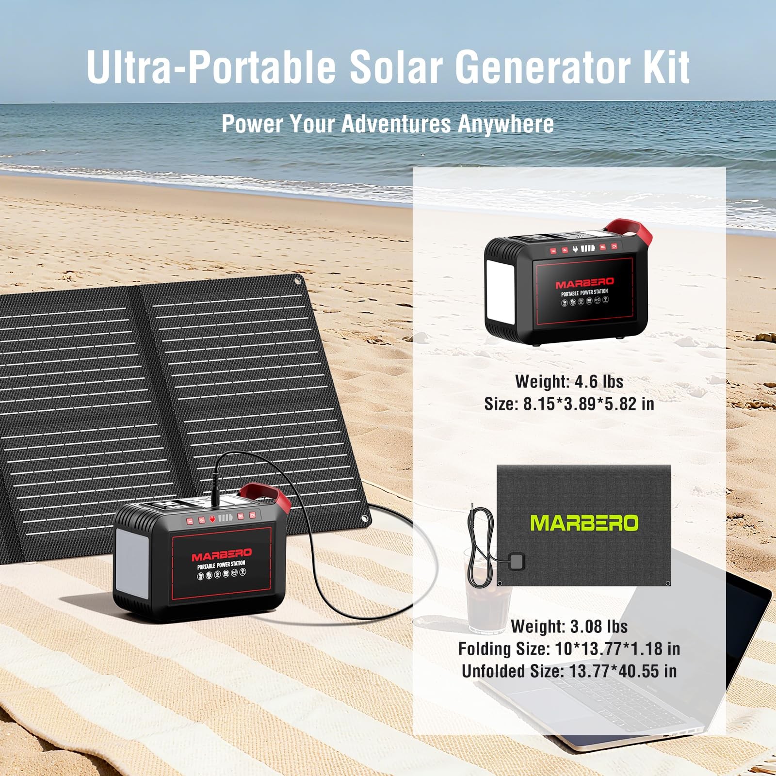 MARBERO 237Wh Solar Generator with Solar Panel Included Portable Power Statio…
