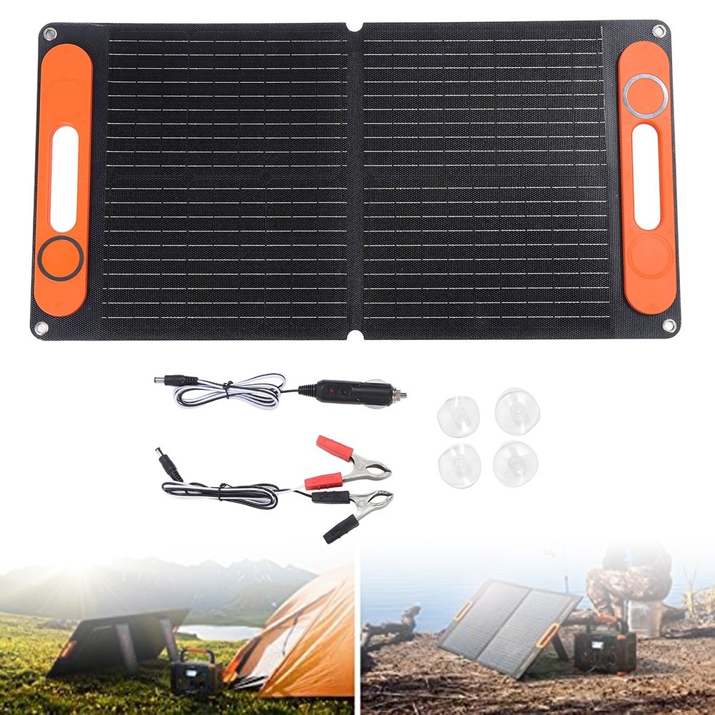 Portable Folding 80W Solar Panel Kit with Dual USB and 12V Battery Output