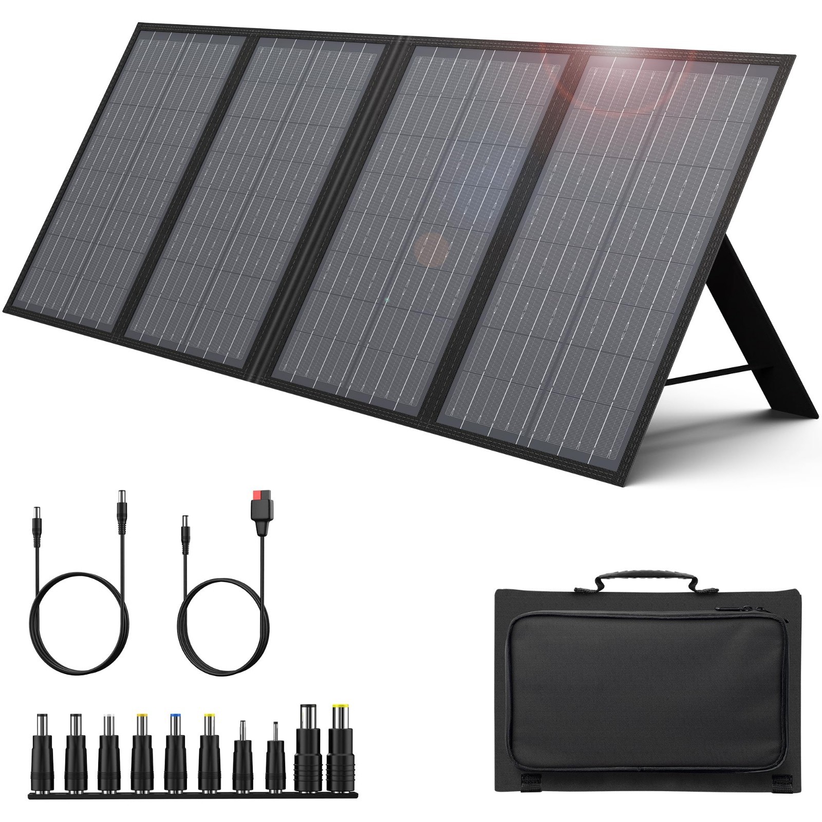 60W Foldable Solar Panel Charger – 18V DC Outlet for Portable Power Stations, QC