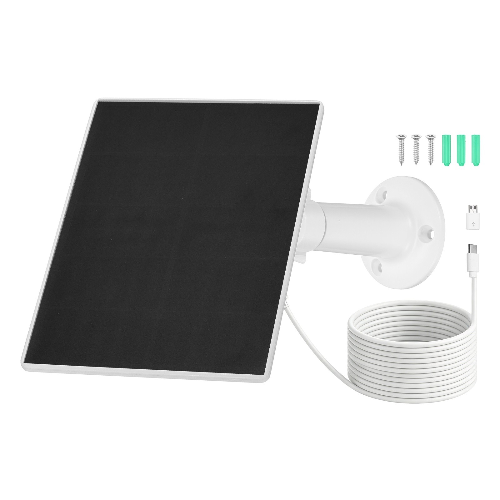 1 Pack of 5V 4W Solar Panel, Waterproof Dual Type-C/USB Solar Charger, White
