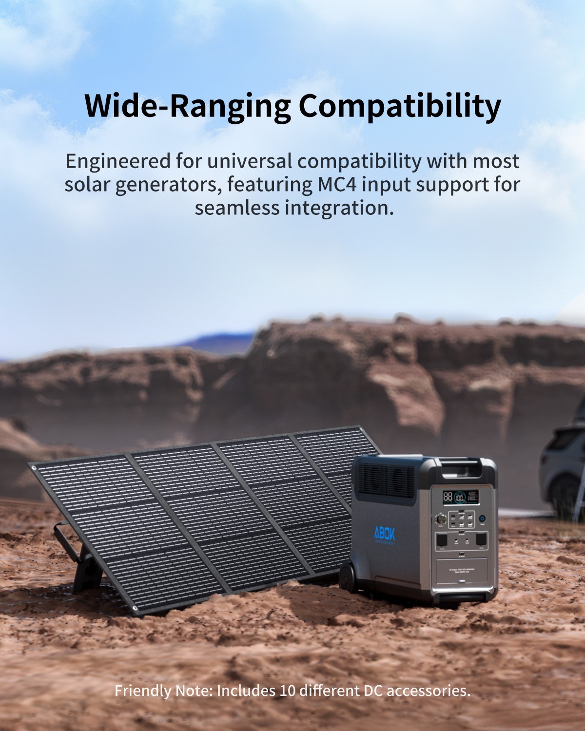 ABOK 200W Portable Solar Panel with Kickstand Foldable & Durable IP68 Waterproof