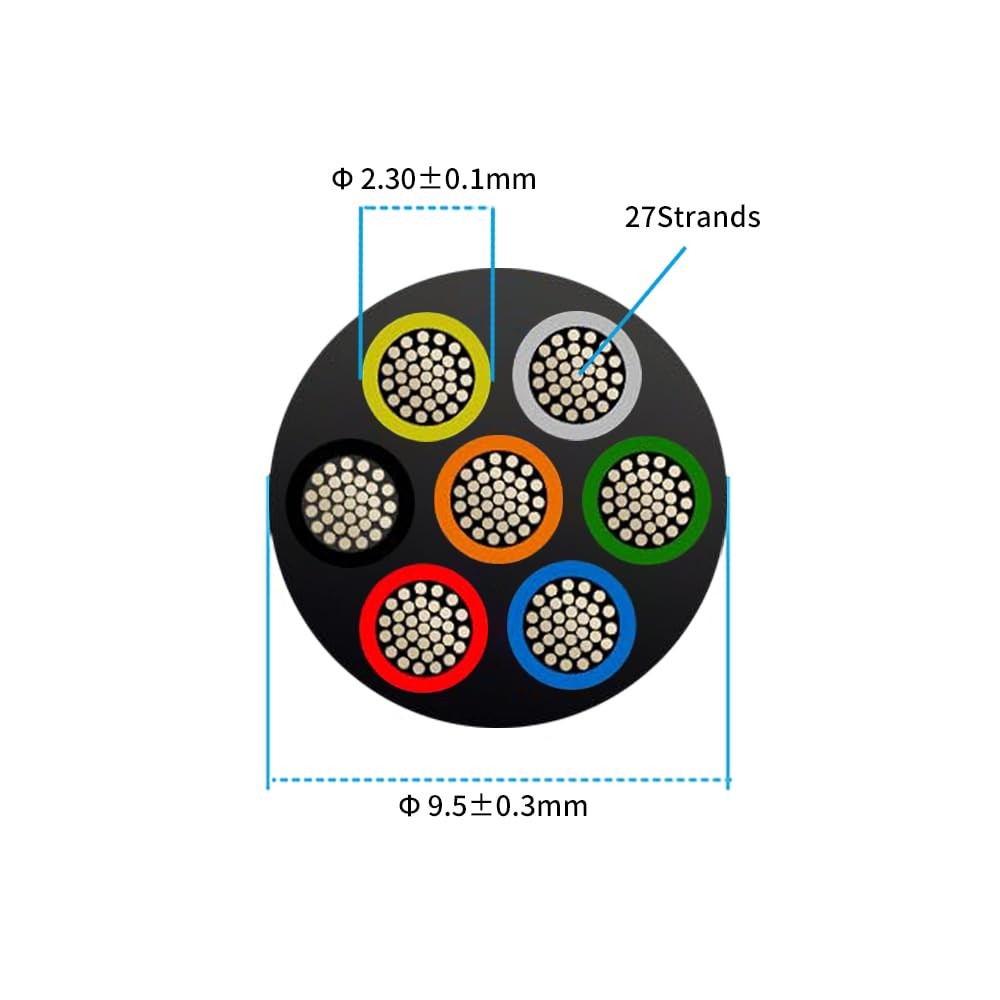 16 Gauge 7 Conductor Electrical Wire 10FT, UL 2464 16 AWG 7 Wire Cable Tinned Co