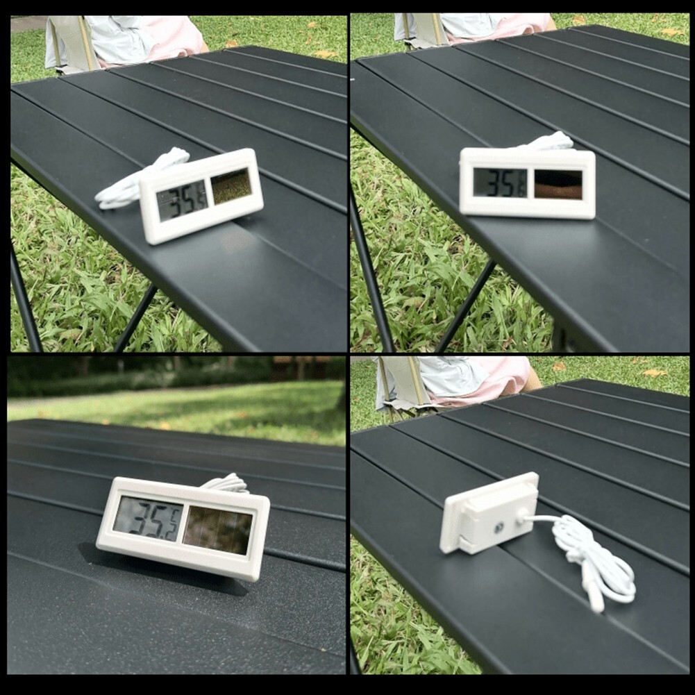 Solar Powered Temperature Monitor with Clear LCD Display and Long Cable