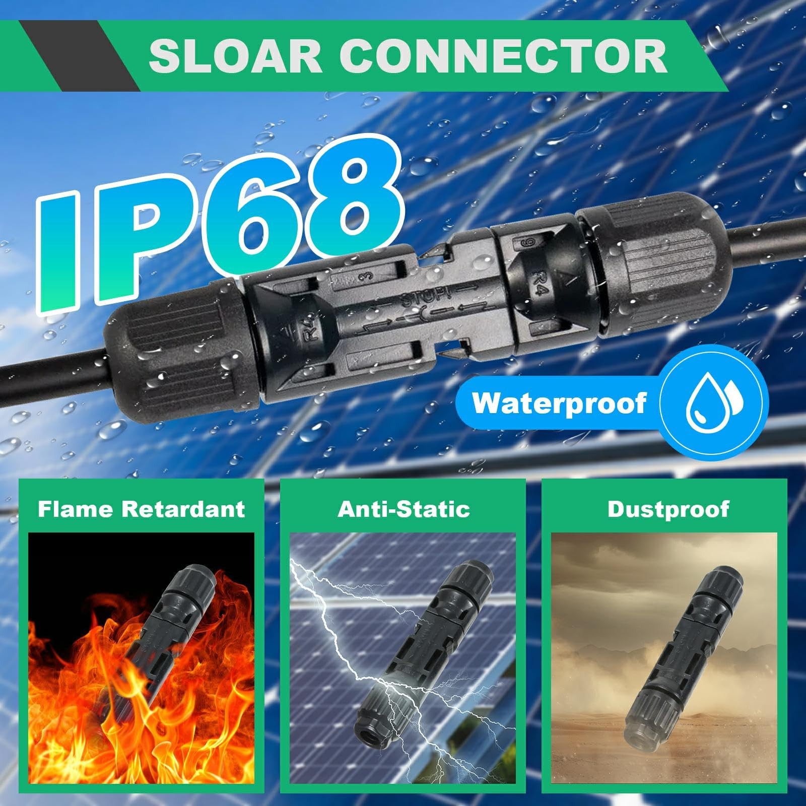 Solar Panel Crimper Connector Set 1410AWG Wire Stripper Spanner 30 Pairs for So