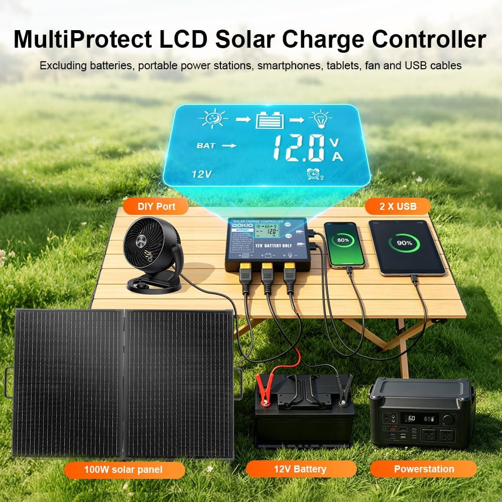 Solar Suitcase 100W Portable Foldable Solar Panel 18V Monocrystalline 23.8 * 19.