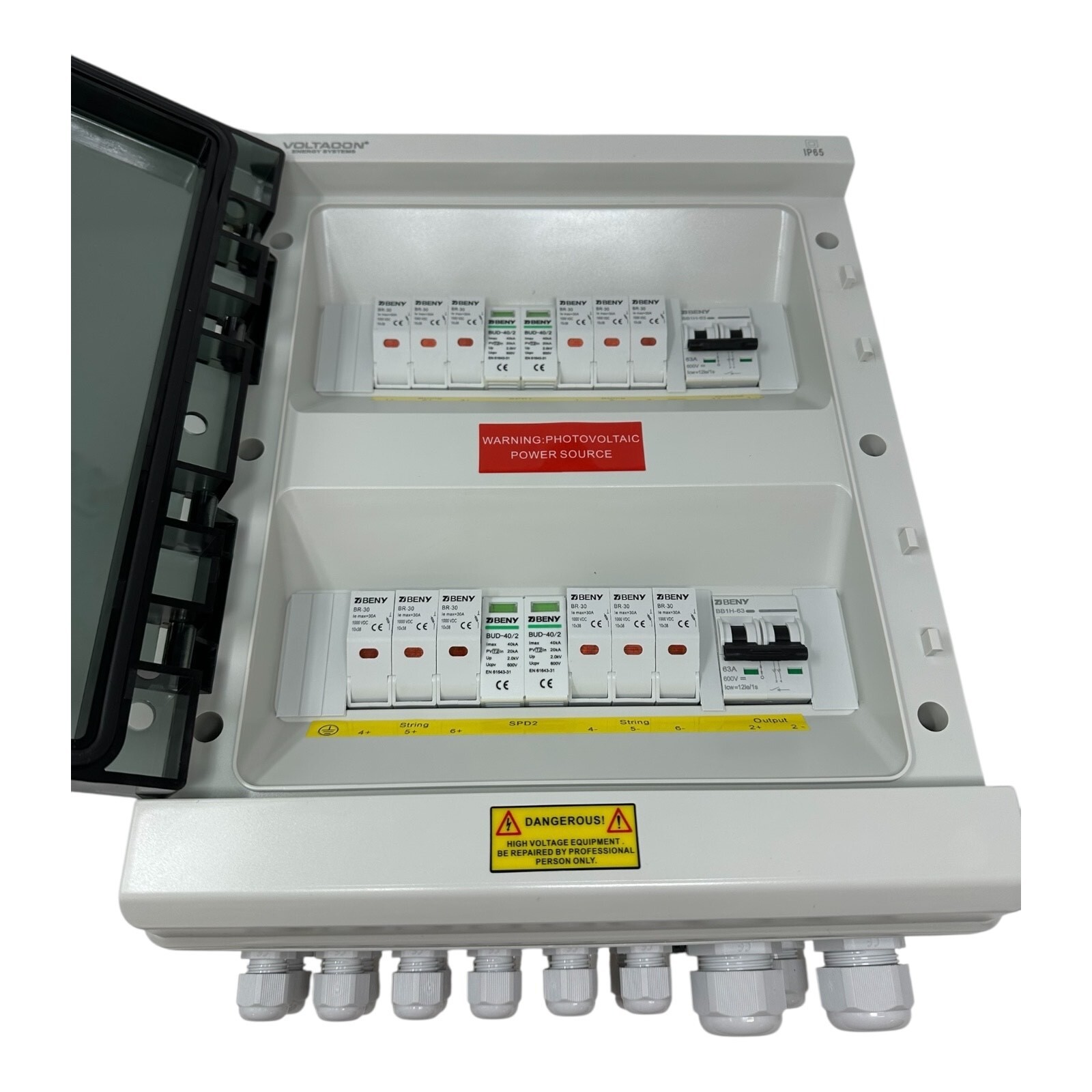 Solar PV Combiner Box 6-Way in 2-Way Out Surge Protection Fuses Waterproof