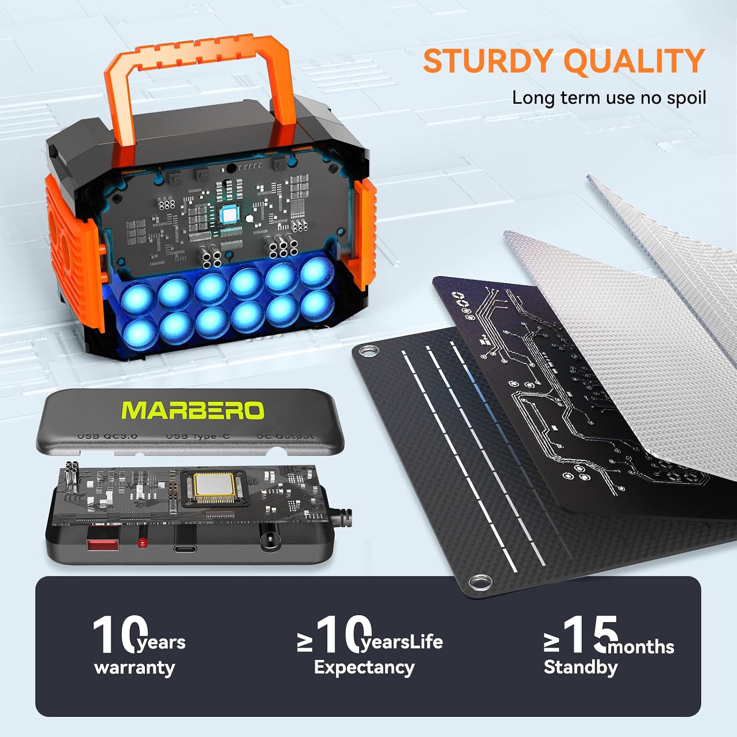 MARBERO 88.8Wh Portable Power Station with 30W Solar Panel 150W Peak Camping Sol