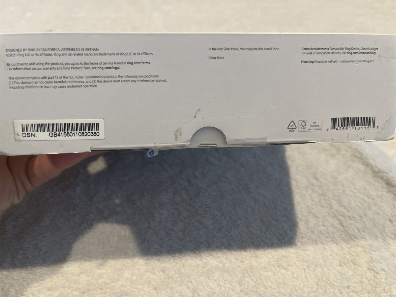 Ring Solar Panel Rechargeable Power for Ring Devices Black -New!