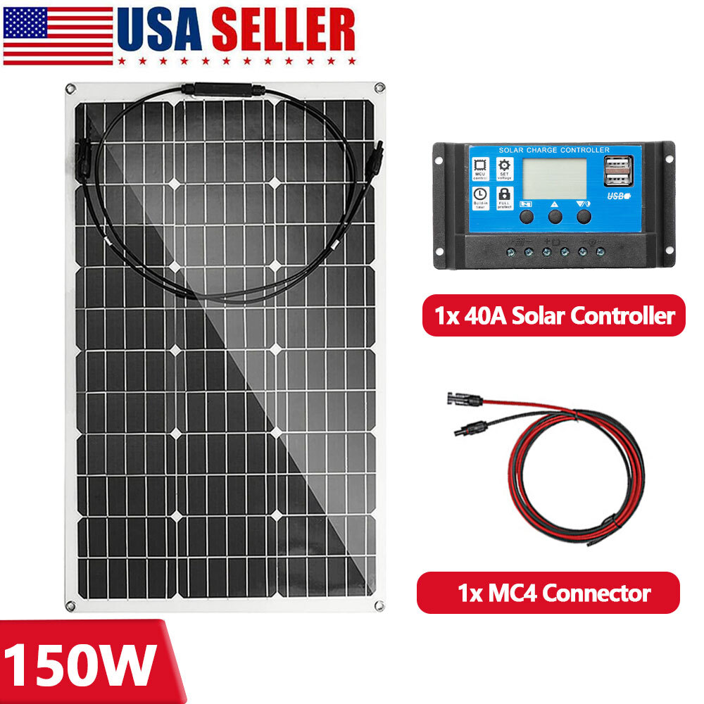 300 Watts Solar Panel Kit 40A 12V Battery Charger w/ Controller Caravan Boat US