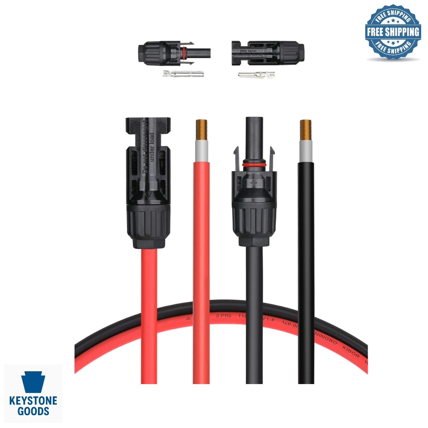 6ft 10AWG Solar Extension Cable with Male & Female Connectors – Pure Copper, …