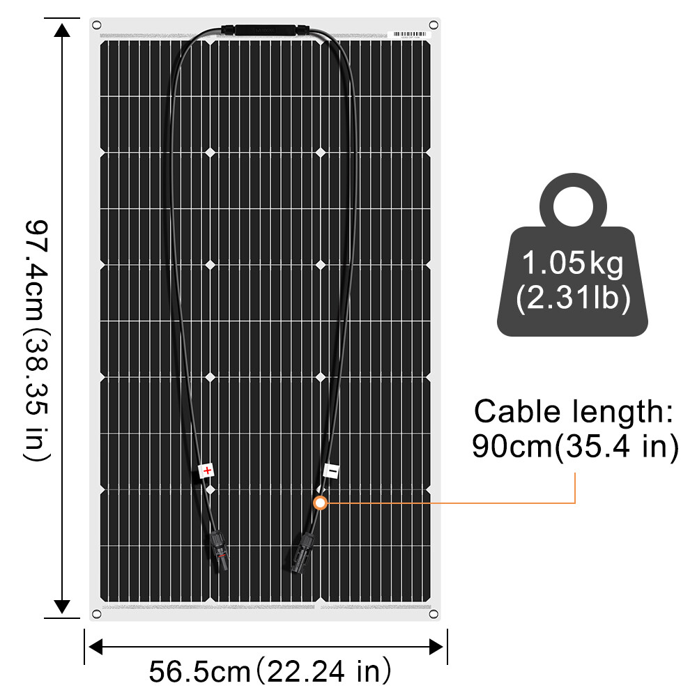 Dokio 100W Flexible Mono Solar Panel to 12V Battery Off Grid RV Marine Camping