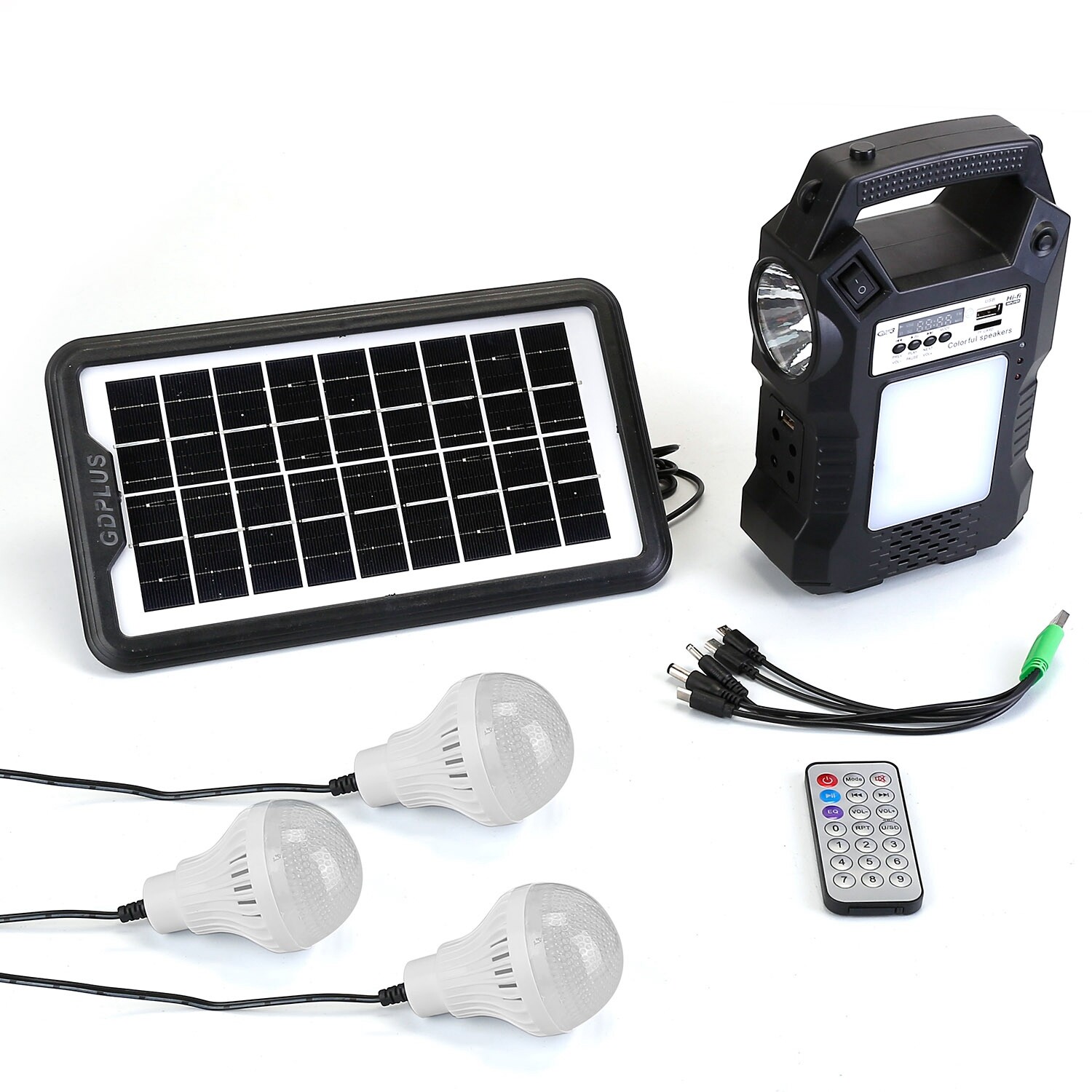 Portable Solar Power Bank Station Generator Flashlight FM Radio Outdoor Camping