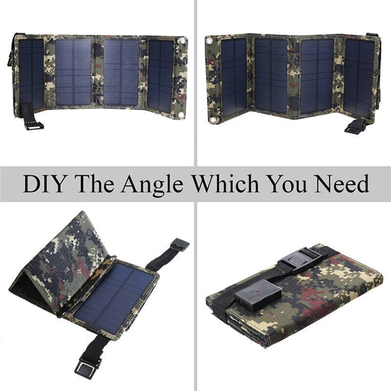 100W Solar Panel Folding PV Power Bank Outdoor Camping Hiking USB Phone Charger