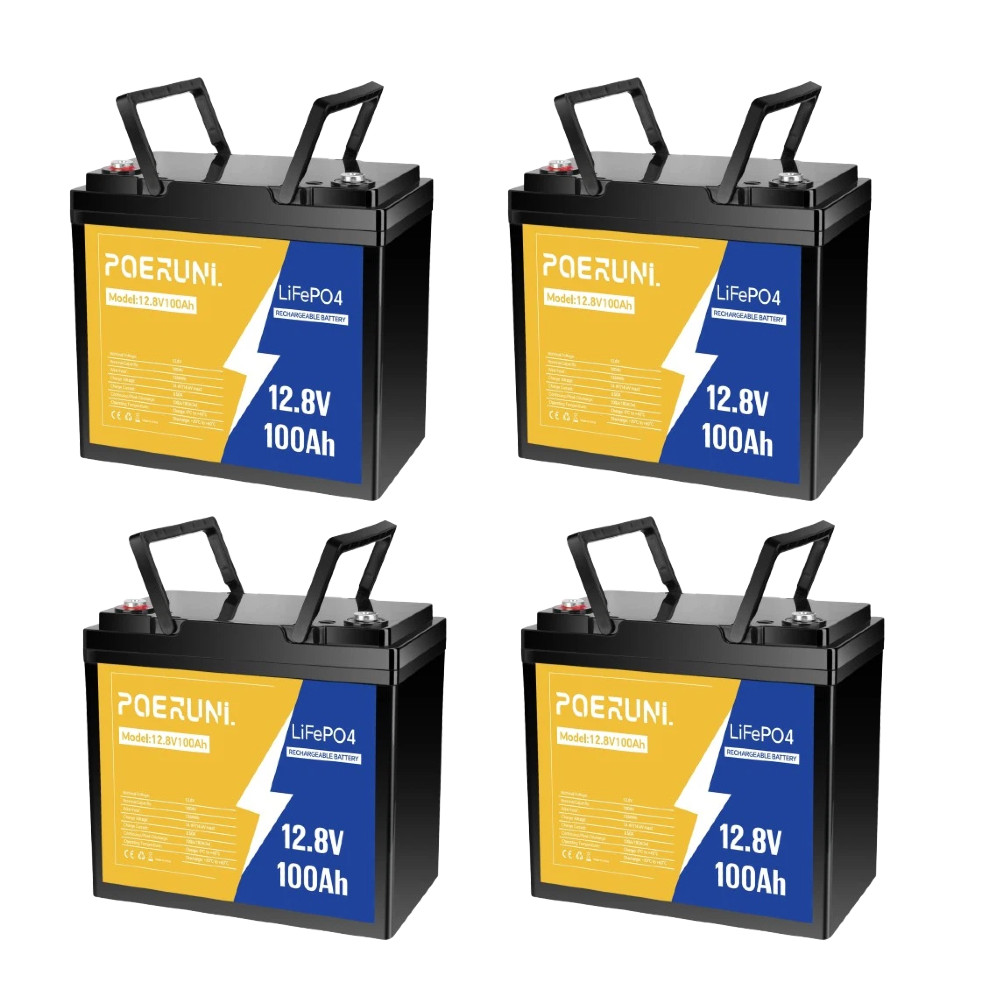 1/2/4Pack 12V 100Ah LiFePO4 Lithium Battery Built-in BMS Deep Cycle for Solar RV