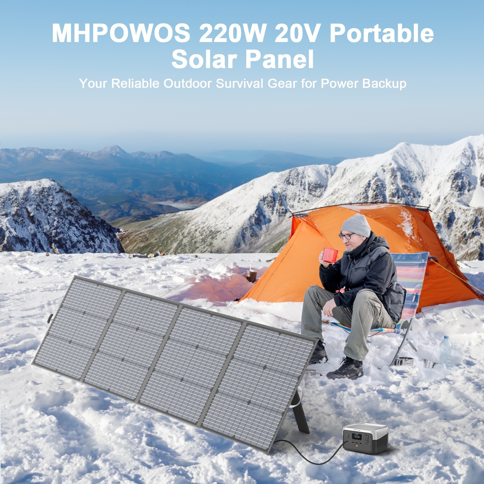 MHPOWOS Portable Folding Solar Panel 110W 220W for Power Outage Energy Storage