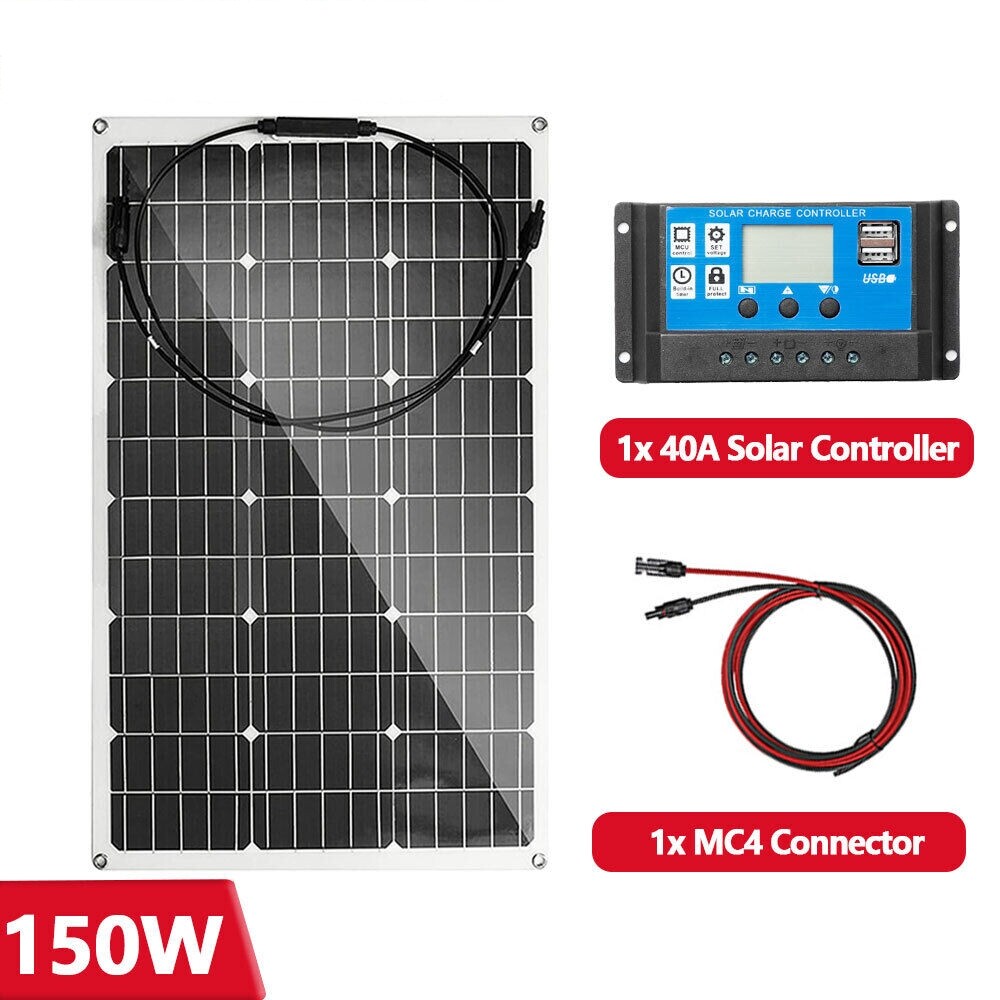 150W Mono Solar Panel for 12V-24V Solar Kit Off Grid With 30A Controller Free