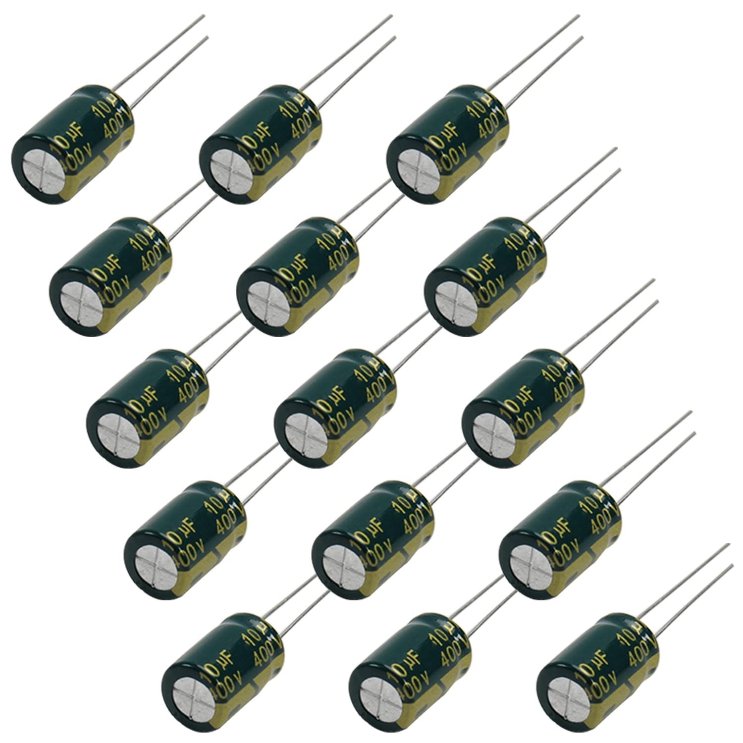 Fielect 50Pcs Aluminum Radial Electrolytic Capacitor 10uF 400V Low ESR Green …