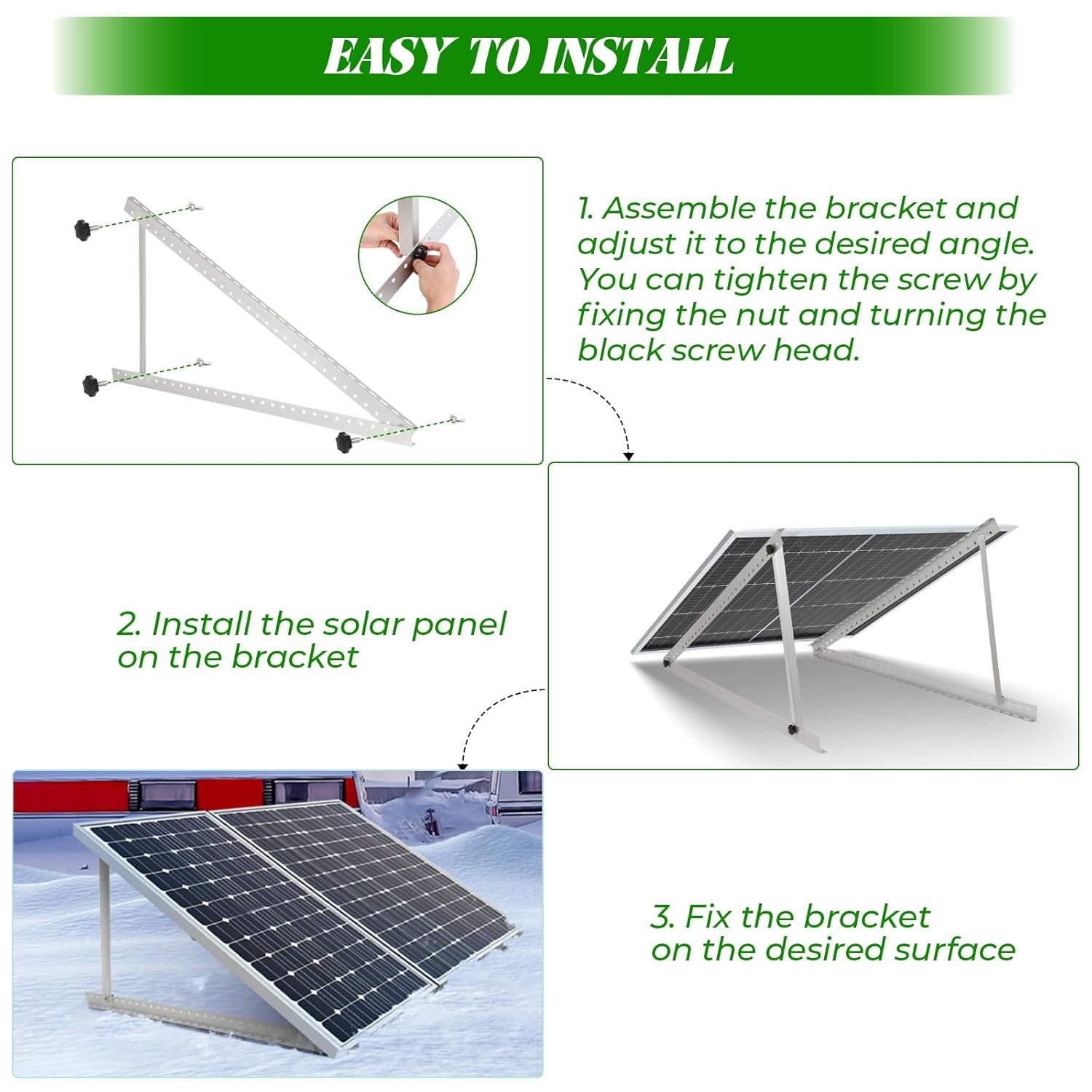 4 Sets 45Inch Solar Panel Mounting Brackets, 0 to 90? Adjustable Solar Panel Mou
